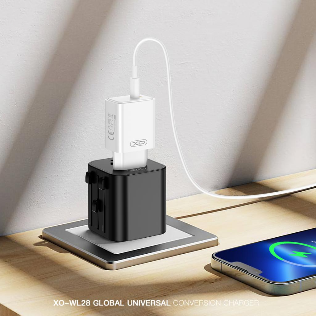 XO Design WL28 Travel Nettverksadapter US / UK / AU / CN / EU, Svart