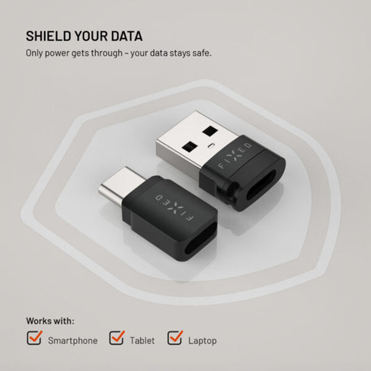 USB-adapter med fast datalås, USB-A / USB-C, 2-i-1, Svart