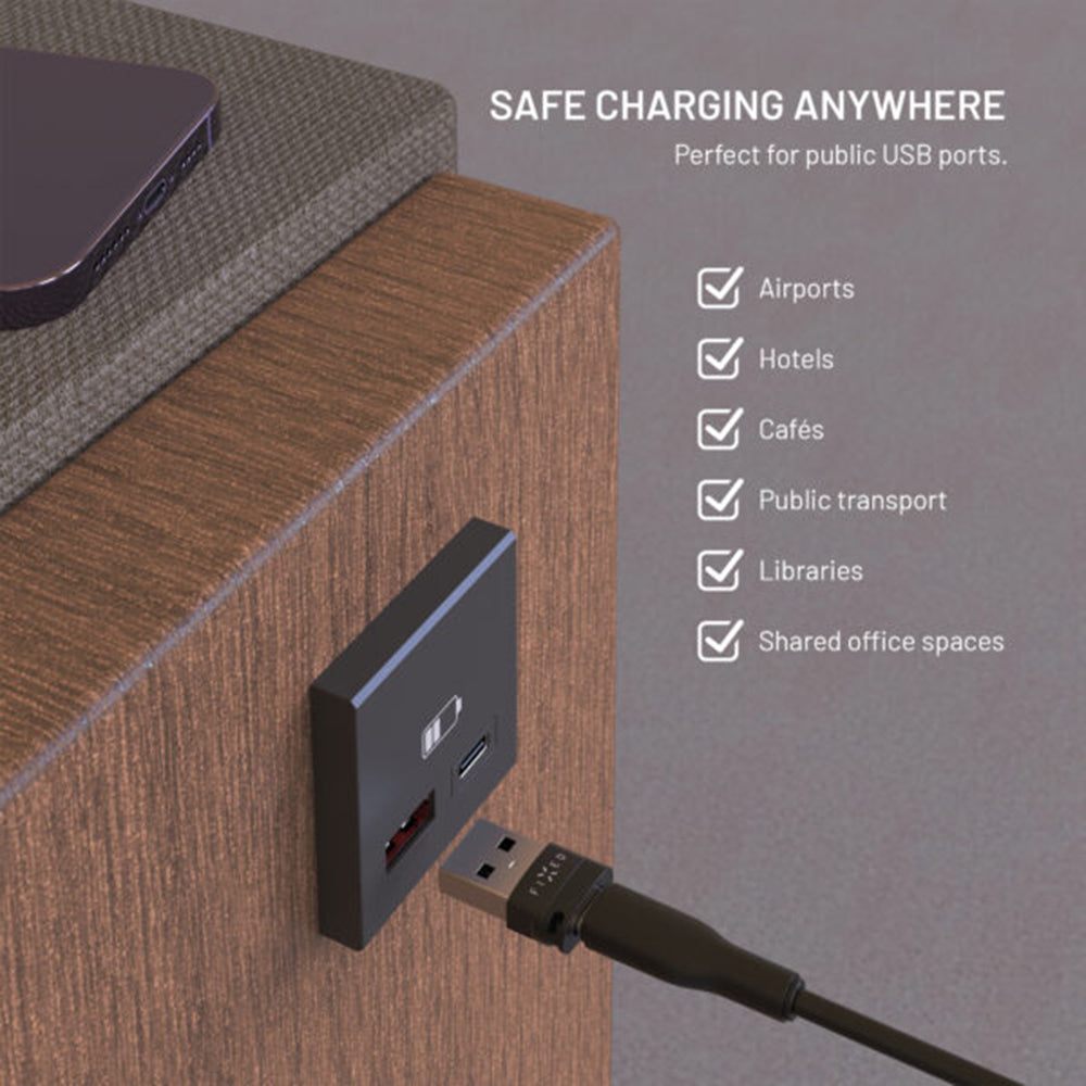 USB-adapter med fast datalås, USB-A / USB-C, 2-i-1, Svart