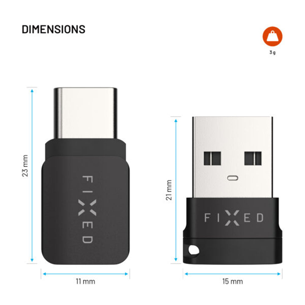 USB-adapter med fast datalås, USB-A / USB-C, 2-i-1, Svart