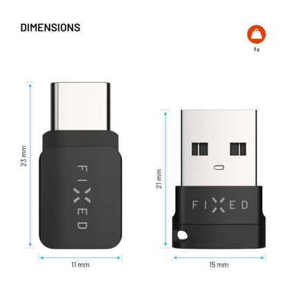 USB-adapter med fast datalås, USB-A / USB-C, 2-i-1, Svart