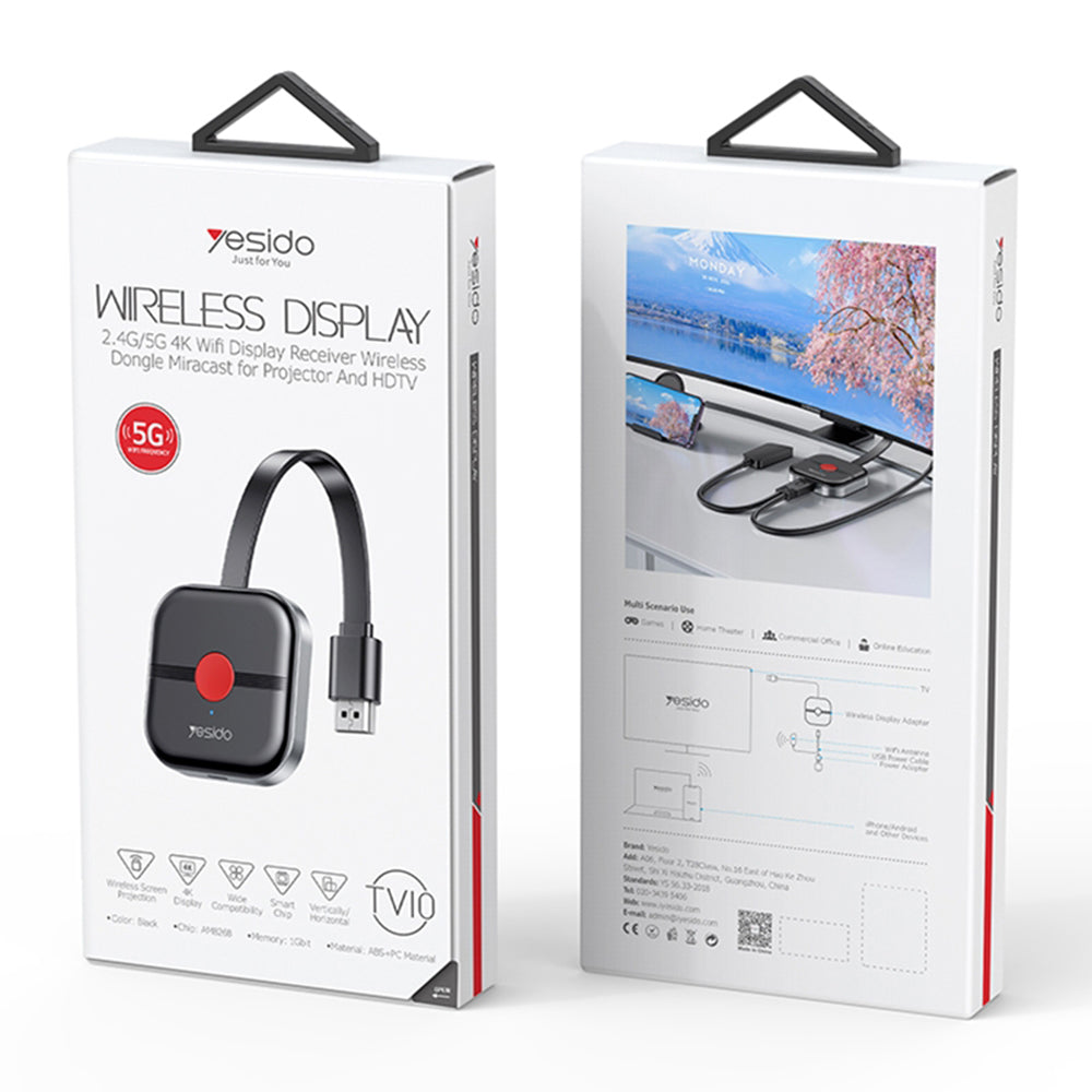 Yesido TV10 5G trådløs multimediaadapter, svart