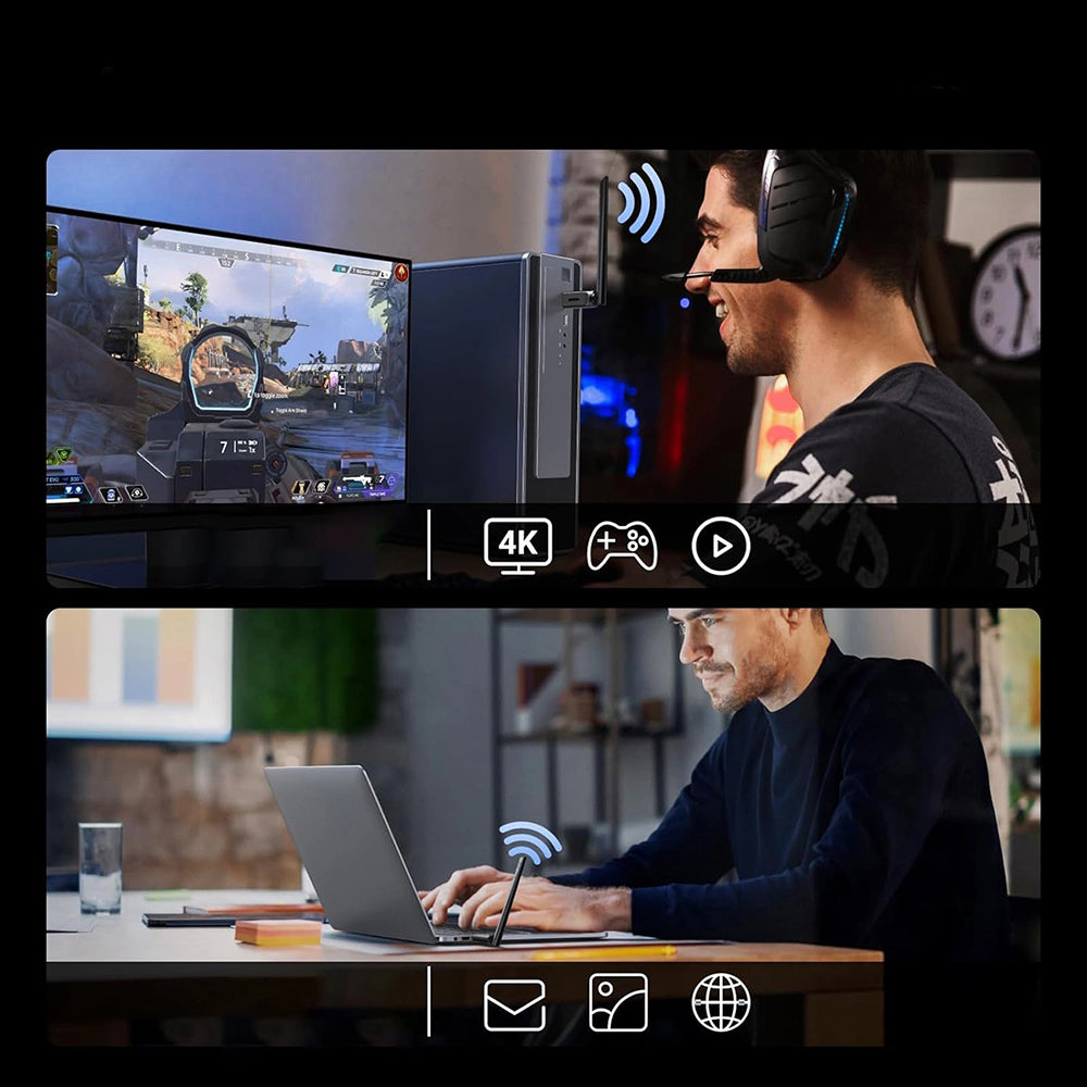 Trådløs adapter UGREEN AX900 (75109), Dual Band, Wi-Fi 6, 600Mbps, Svart