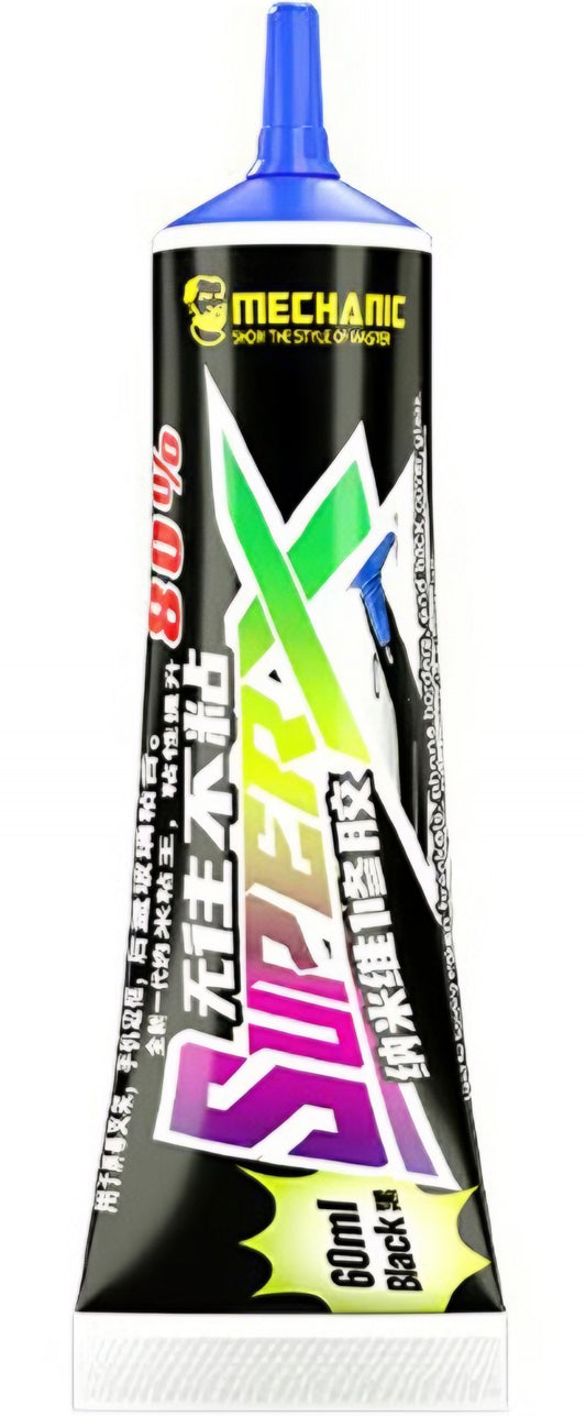 Mechanic Super X flytende lim, 60 ml, svart