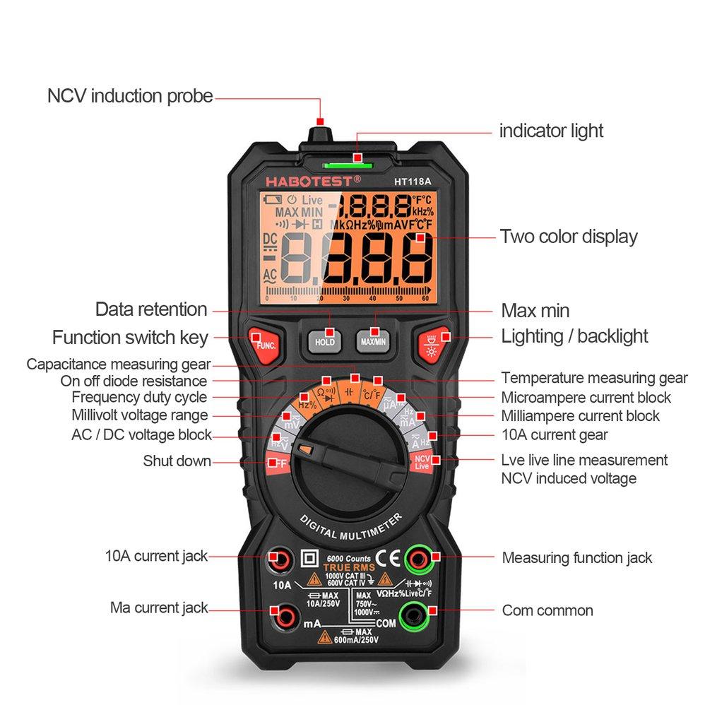 Digitalt måleinstrument Habotest HT118A