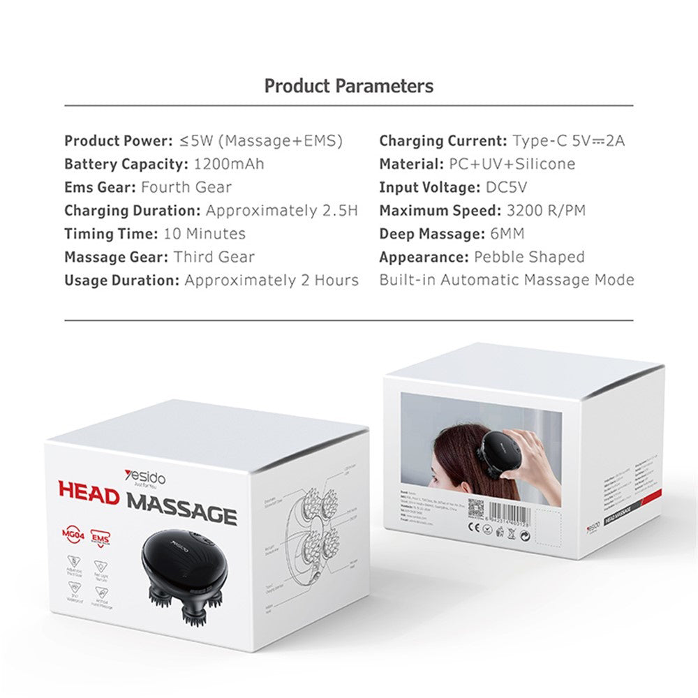 Scalpmassasjeapparat Yesido MG04, Svart