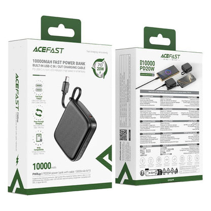 Ekstern batteri Acefast M15, 10000mAh, 20W, PD, 2 x USB-C, Svart