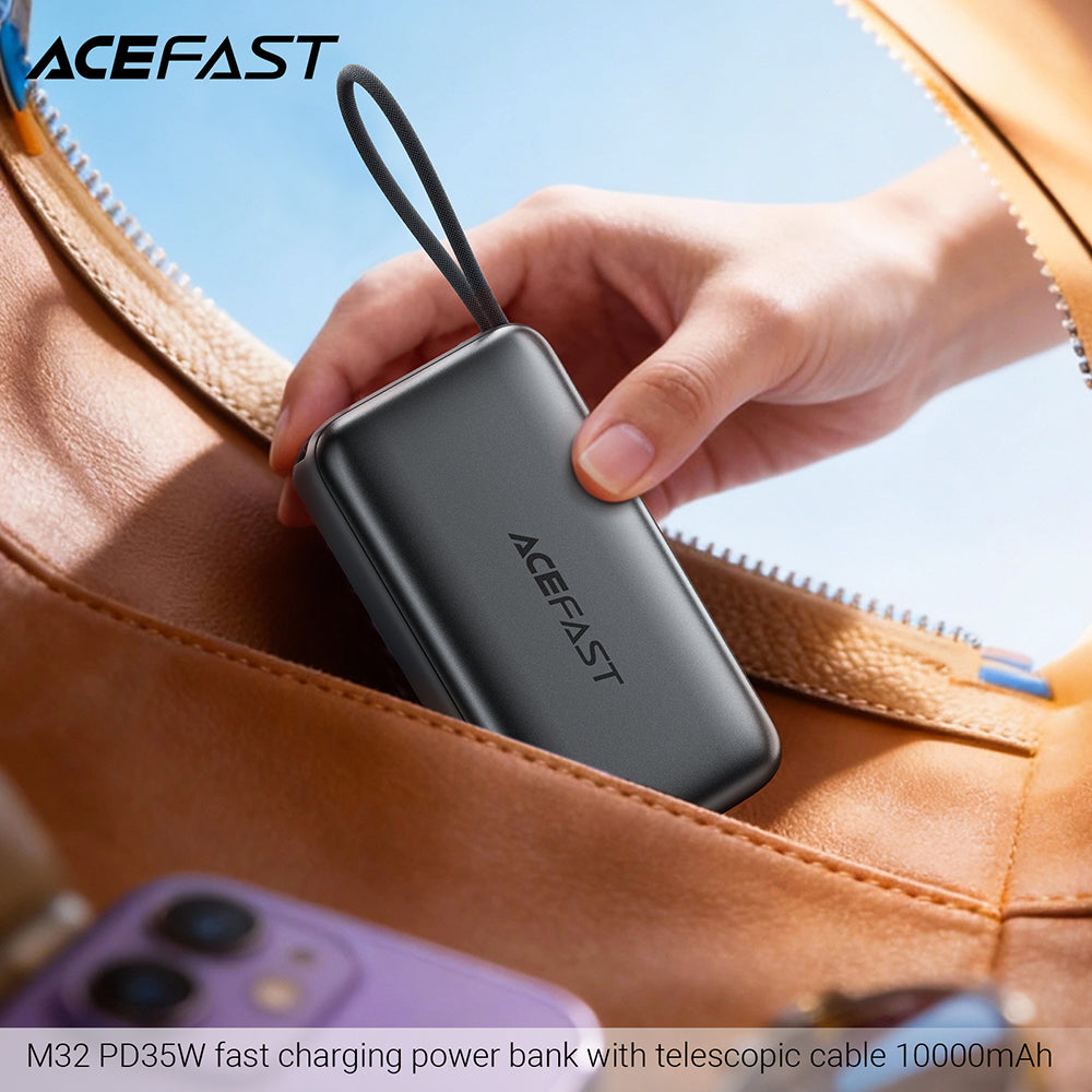 Ekstern batteri Acefast M32, 10000mAh, 35W, PD, 2 x USB-C, Grå