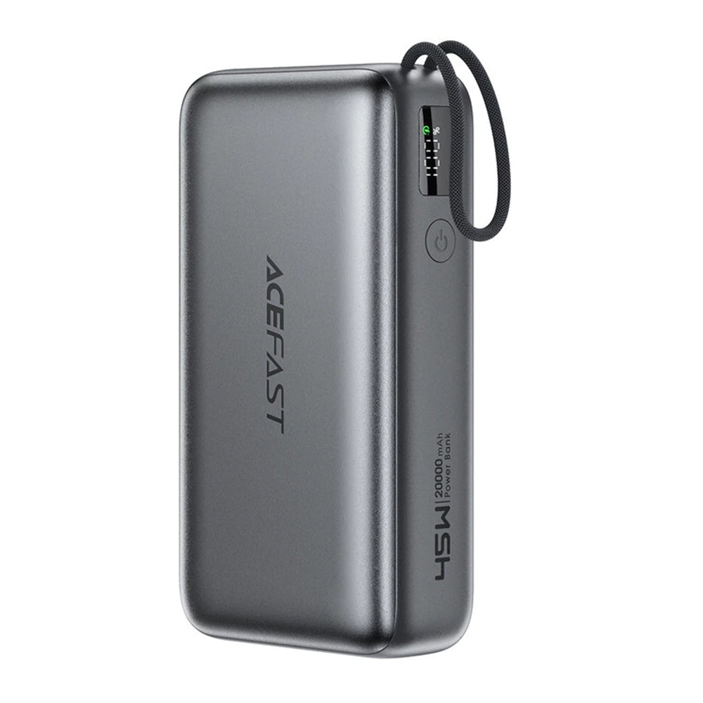 Ekstern batteri Acefast M34, 20000mAh, 45W, QC + PD, 1 x USB-A - 2 x USB-C, Grå