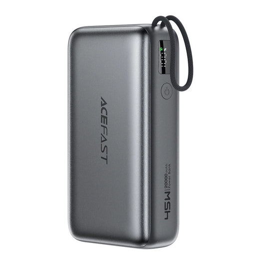 Ekstern batteri Acefast M34, 20000mAh, 45W, QC + PD, 1 x USB-A - 2 x USB-C, Grå