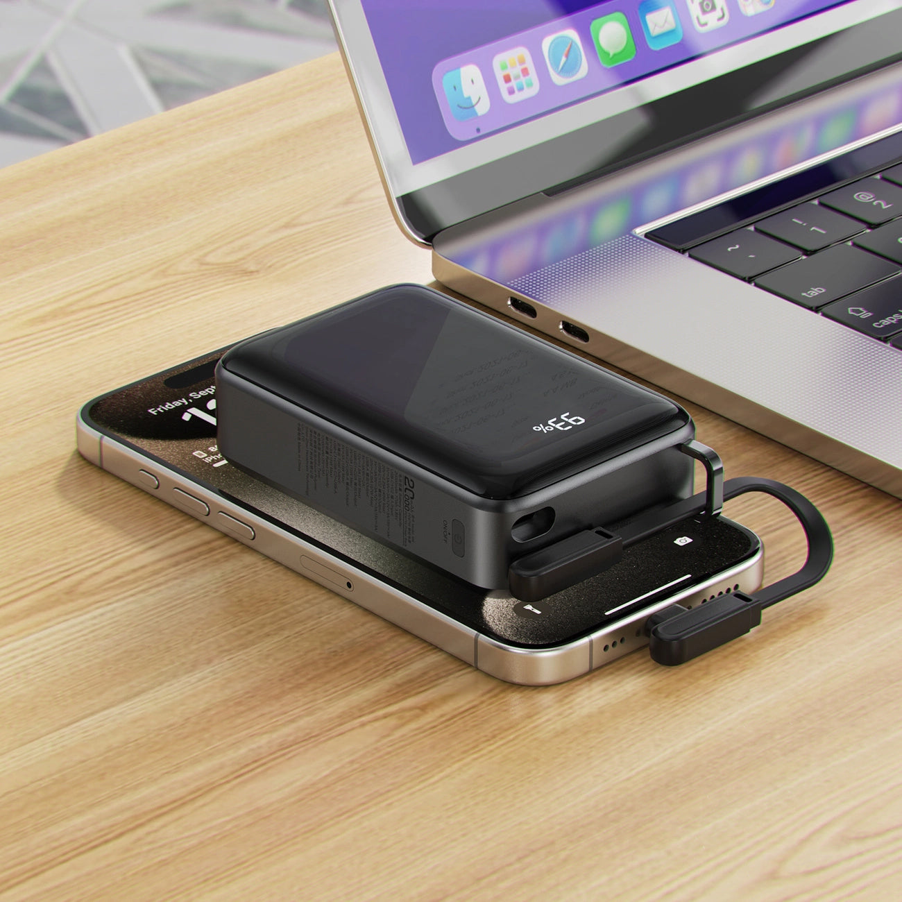 Ekstern batteri Acefast M4, 20000mAh, 67W, PD, 1 x USB-A - 2 x USB-C, Svart