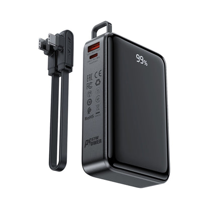 Ekstern batteri Acefast M4, 20000mAh, 67W, PD, 1 x USB-A - 2 x USB-C, Svart