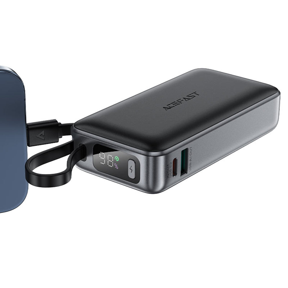 Ekstern batteri Acefast M7, 10000mAh, 30W, QC + PD, 1 x USB-A - 2 x USB-C, Svart