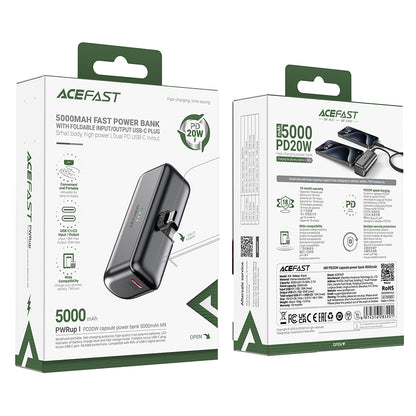 Ekstern batteri Acefast M9, 5000mAh, 20W, PD, 2 x USB-C, svart
