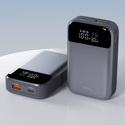 Allity Ekstern Batteri. APB-200 PocketPower, 10000mAh, 33W, QC + PD, 1 x USB-A - 1 x USB-C, Grå