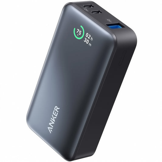 Ekstern batteri Anker 533, 10000mAh, 30W, QC + PD, 1 x USB-A - 2 x USB-C, Svart A1256G11