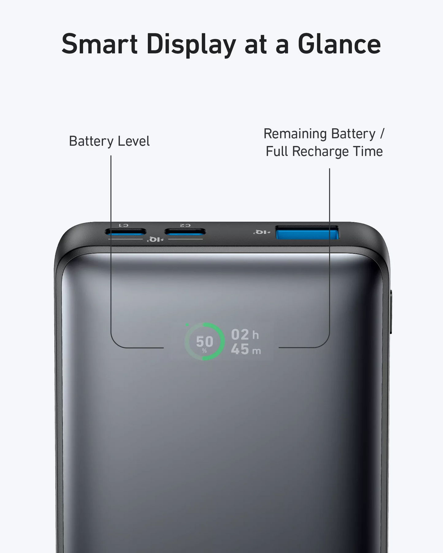 Anker 533 PowerCore Ekstern Batteri, 10000mAh, 25W, QC + PD, 1 x USB-A - 2 x USB-C, Svart A1249G11