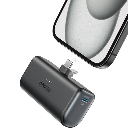 Anker Nano Ekstern Batteri, 5000mAh, 22.5W, PD, 2 x USB-C, Svart A1653H11