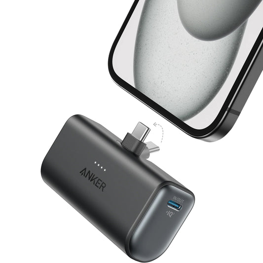 Anker Nano Ekstern Batteri, 5000mAh, 22.5W, PD, 2 x USB-C, Svart A1653H11
