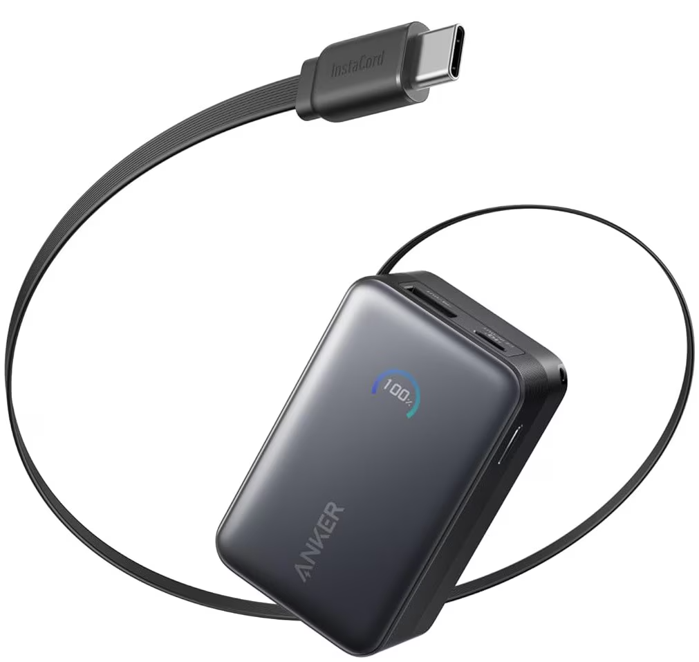 Ekstern batteri Anker Nano, 10000mAh, 45W, QC + PD, 1 x USB-A - 1 x USB-C, Svart A1638H11