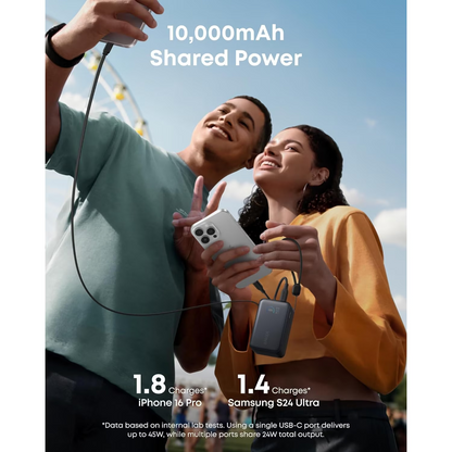 Ekstern batteri Anker Nano, 10000mAh, 45W, QC + PD, 1 x USB-A - 1 x USB-C, Svart A1638H11