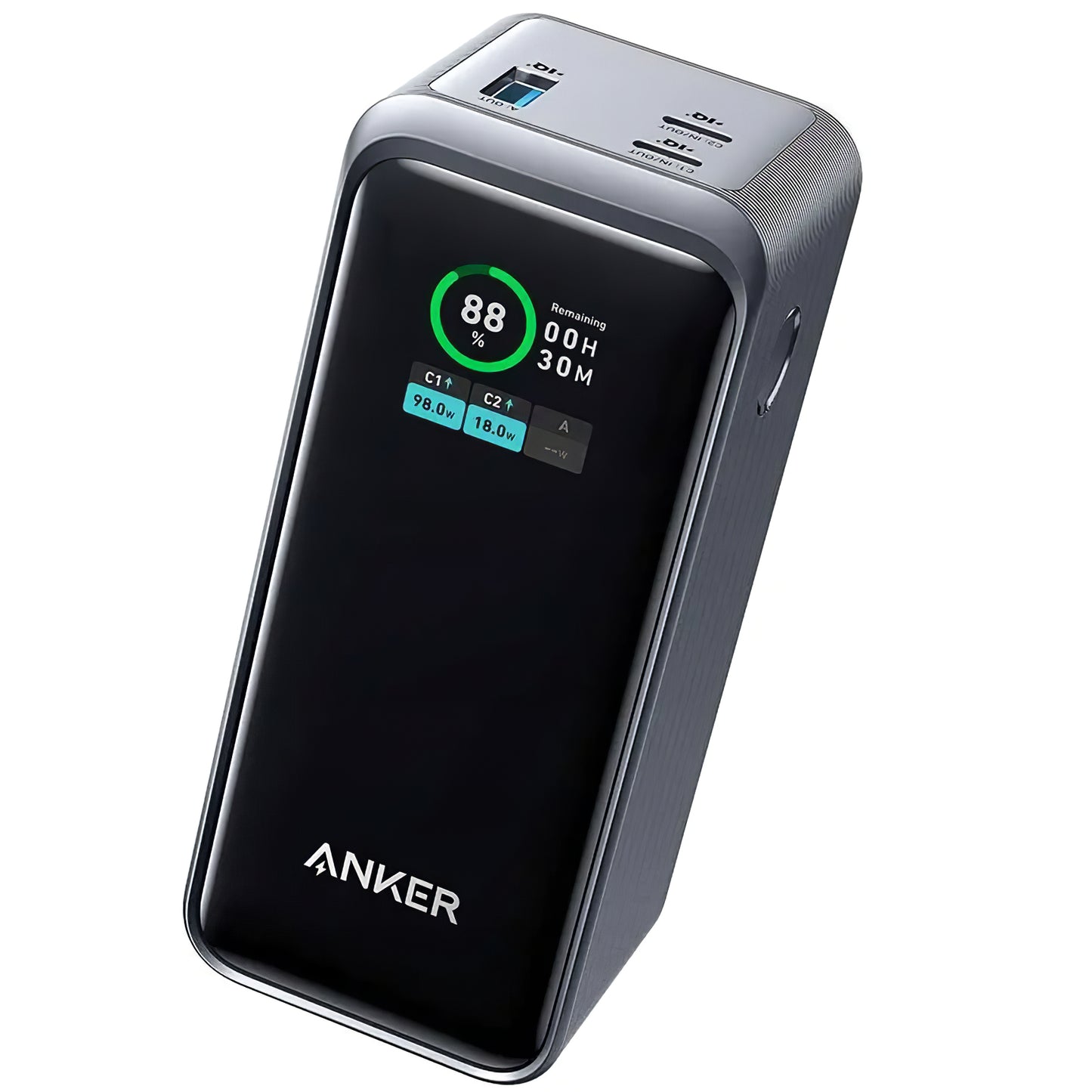 Ekstern batteri Anker Prime, 20000mAh, 200W, QC + PD, 1 x USB-A - 2 x USB-C, Svart, Reseglet A1336011