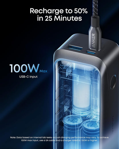 Anker Prime Ekstern Batteri, 20100mAh, 220W, QC + PD, 1 x USB-A - 2 x USB-C, Svart A110BH11