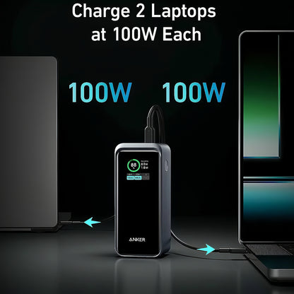 Ekstern batteri Anker Prime, 20000mAh, 200W, QC + PD, 1 x USB-A - 2 x USB-C, Svart, Reseglet A1336011