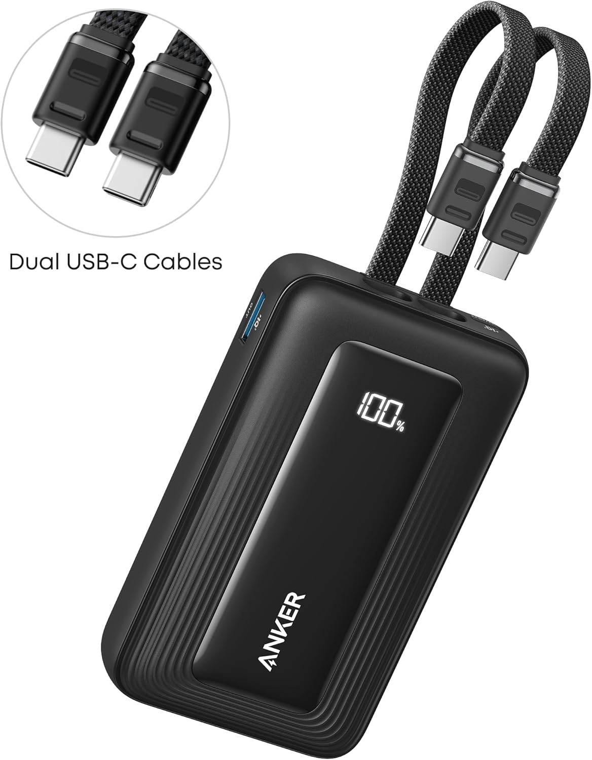 Ekstern Batteri Anker Zolo, 10000mAh, 35W, QC + PD, 1 x USB-A - 2 x USB-C, Svart A1680H12