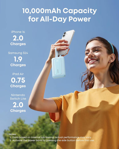 Ekstern Batteri Anker Zolo, 10000mAh, 35W, QC + PD, 1 x USB-A - 2 x USB-C, Svart A1680H12