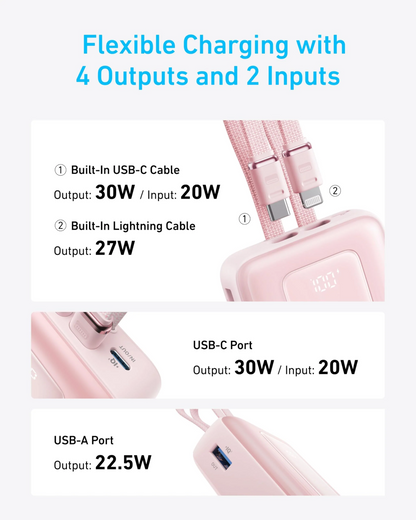 Anker Zolo powerbank, 20000 mAh, 30 W, QC + PD, 1 x Lightning – 1 x USB-A – 2 x USB-C, svart A1681012