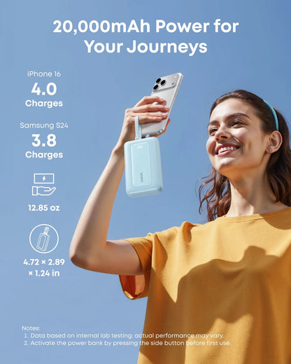 Anker Zolo powerbank, 20000 mAh, 45 W, QC + PD, 1 x USB-A – 3 x USB-C, svart A110MH12