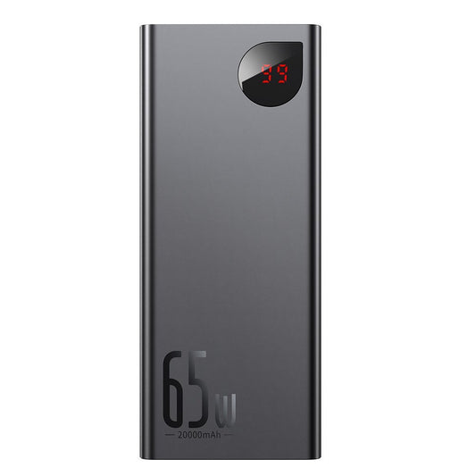 Ekstern batteri Baseus Adaman, 20000mAh, 65W, QC + PD, 1 x USB-C - 2 x USB-C, Svart, Reseglet PPIMDA-D01