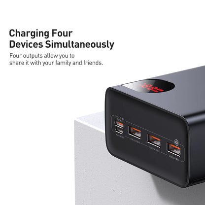 Ekstern batteri Baseus Adaman, 40000mAh, 22.5W, QC + PD, 1 x USB-C - 3 x USB-A, Svart