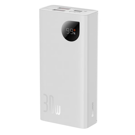 Ekstern batteri Baseus Adaman2, 10000mAh, 30W, QC + PD, 1 x USB-C - 2 x USB-A, Hvit PPAD080002