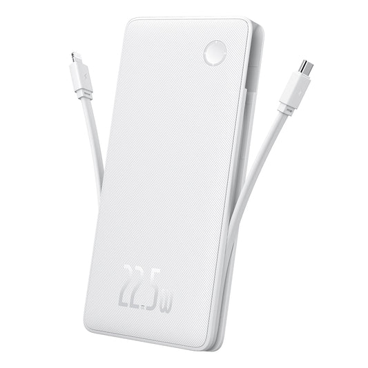Ekstern batteri Baseus Airpow Lite, 10000mAh, 22.5W, QC + PD, 1 x Lightning - 1 x USB-A - 2 x USB-C, Hvit P10067501213-00