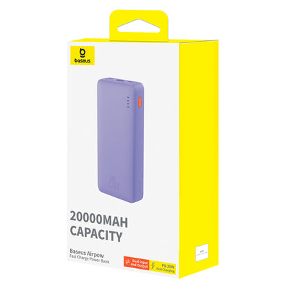 Ekstern batteri Baseus Airpow, 20000mAh, 20W, QC + PD, 1 x USB-A - 1 x USB-C, Lilla P10022804513-00