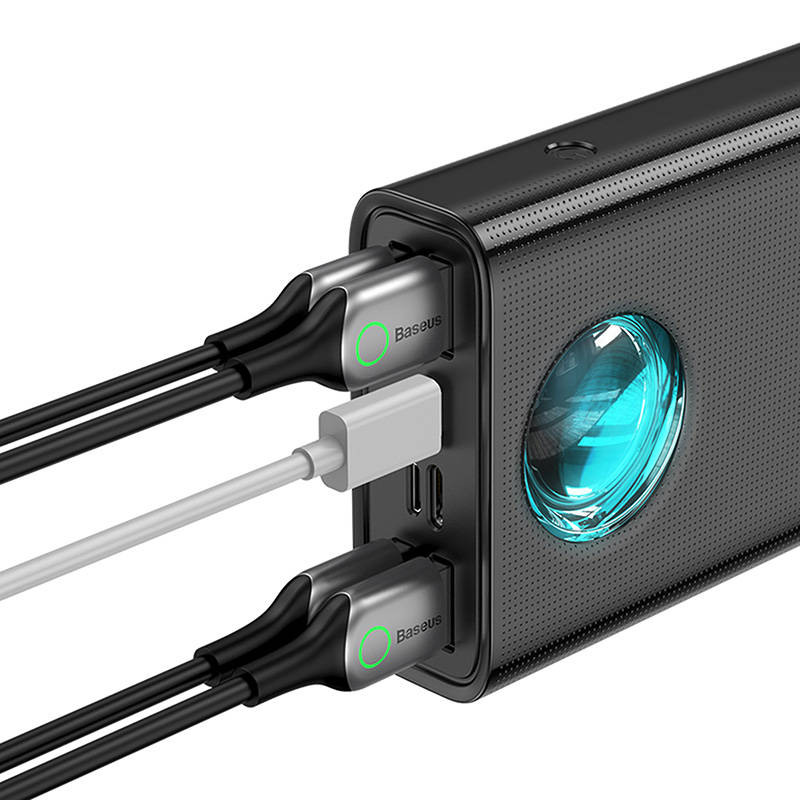 Ekstern Batteri Baseus Amblight Digital Display, 30000mAh, 65W, QC + PD, 1 x USB-C - 4 x USB-A, Svart PPLG000101