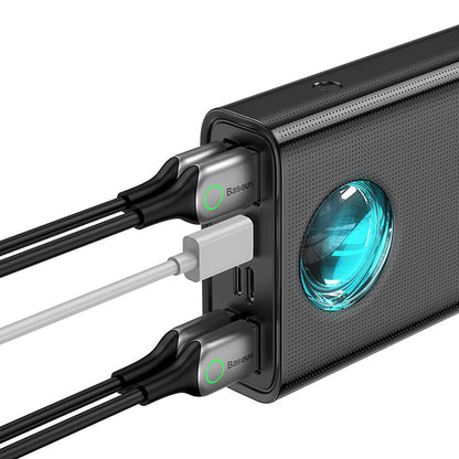 Ekstern Batteri Baseus Amblight Digital Display, 30000mAh, 65W, QC + PD, 1 x USB-C - 4 x USB-A, Svart PPLG000101