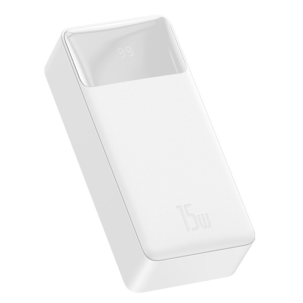 Ekstern batteri Baseus Bipow, 30000mAh, 15W, 1 x USB-C - 2 x USB-A, Hvit PPBD050202