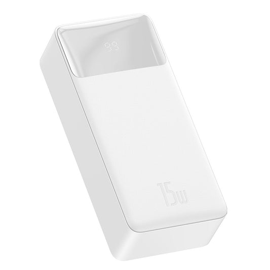 Ekstern batteri Baseus Bipow, 30000mAh, 15W, 1 x USB-C - 2 x USB-A, Hvit PPBD050202