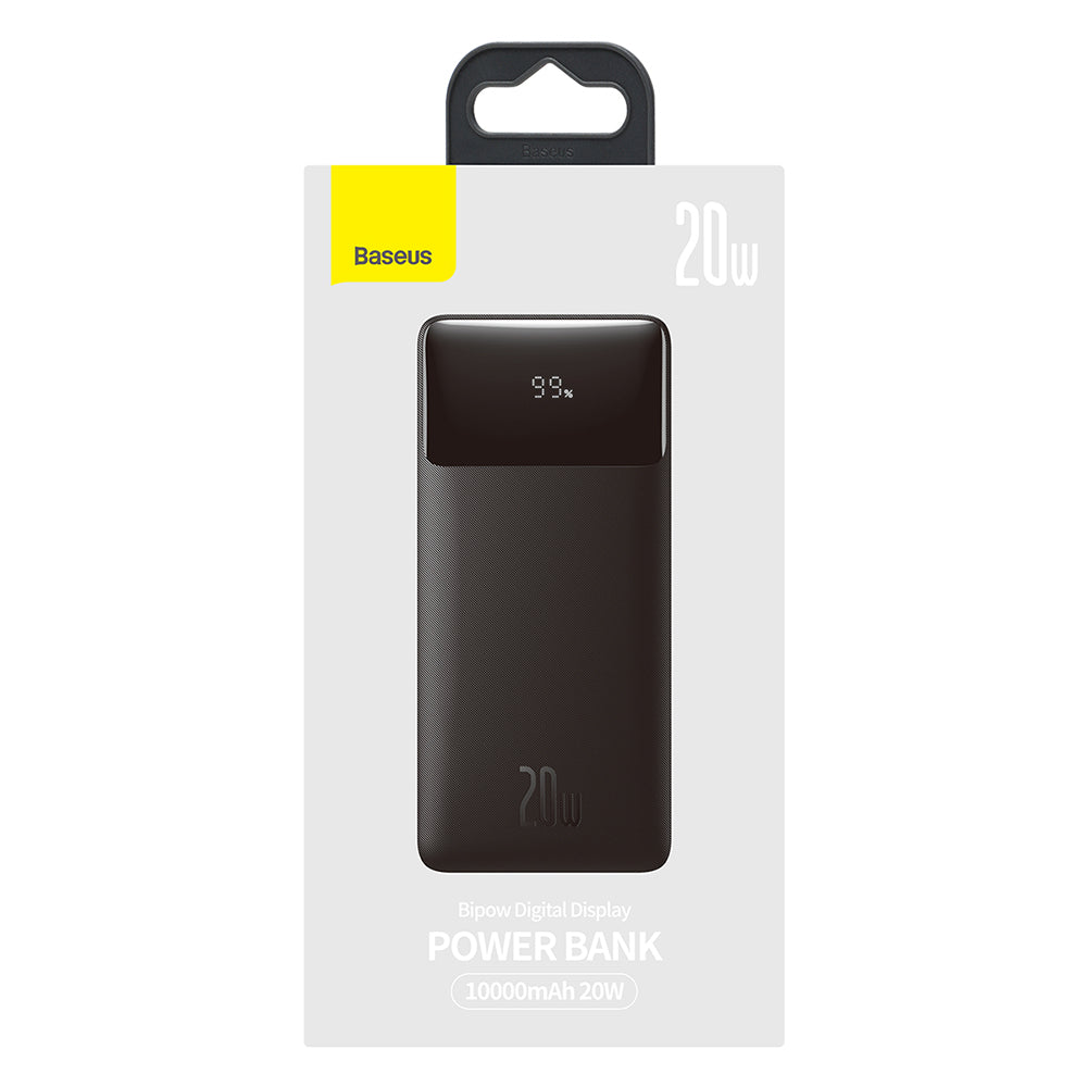 Ekstern batteri Baseus Bipow, 10000mAh, 20W, QC + PD, 1 x USB-C - 2 x USB-A, Svart PPBD050301