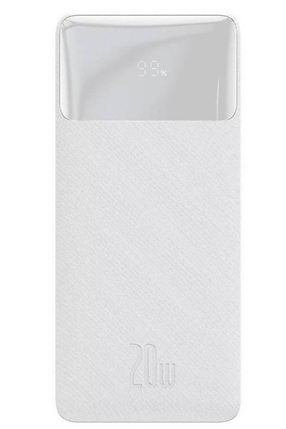 Ekstern batteri Baseus Bipow, 10000mAh, 20W, QC + PD, 1 x USB-C - 2 x USB-A, Hvit PPBD050502