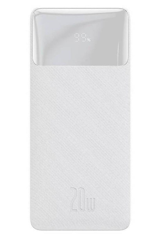 Ekstern batteri Baseus Bipow, 10000mAh, 20W, QC + PD, 1 x USB-C - 2 x USB-A, Hvit PPBD050502