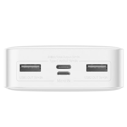 Ekstern batteri Baseus Bipow, 20000mAh, 15W, 1 x USB-C - 2 x USB-A, Hvit PPBD050102