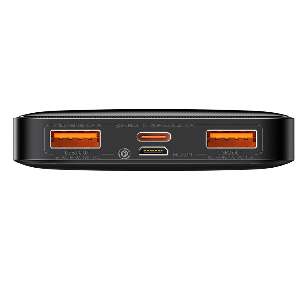 Ekstern batteri Baseus Bipow, 10000mAh, 20W, QC + PD, 1 x USB-C - 2 x USB-A, Svart PPBD050301