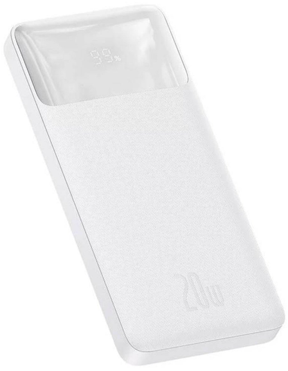 Ekstern batteri Baseus Bipow, 10000mAh, 20W, QC + PD, 1 x USB-C - 2 x USB-A, Hvit PPBD050502