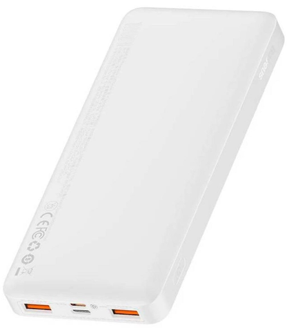 Ekstern batteri Baseus Bipow, 10000mAh, 20W, QC + PD, 1 x USB-C - 2 x USB-A, Hvit PPBD050502