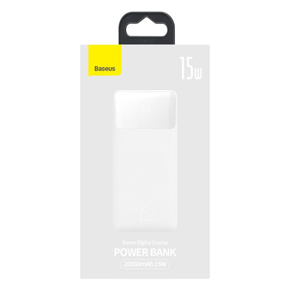 Ekstern batteri Baseus Bipow, 20000mAh, 15W, 1 x USB-C - 2 x USB-A, Hvit PPBD050102