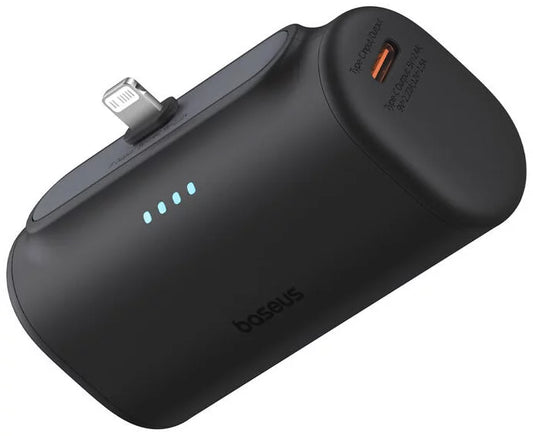 Ekstern batteri Baseus Compact, 5000mAh, 20W, PD, 1 x Lightning - 1 x USB-C, Svart P10068307113-00